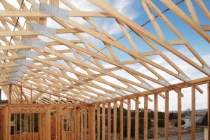 Roof trusses and framing of a newly constructed home