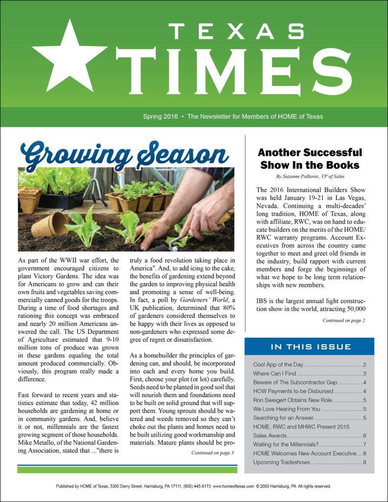 Texas Times Newsletter Spring 2016