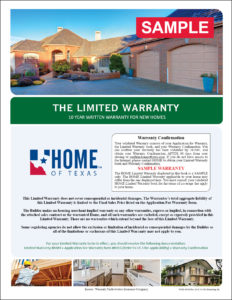 Home of TX 10 Year Written Warranty